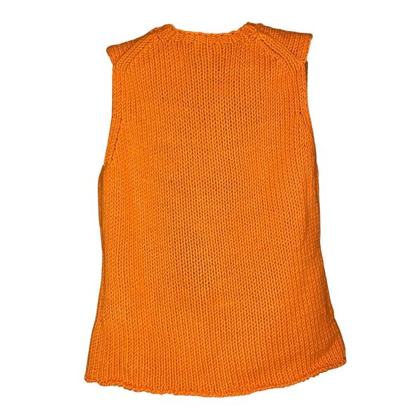 Ann Taylor LOFT Chunky Knit Sweater Vest Sz Lg Orange Wool Blend Rib Tank Top - Picture 8 of 11